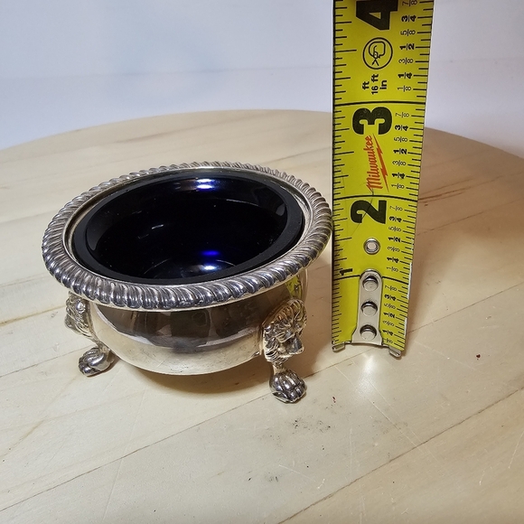 Vintage Ellis Barker Silver Plate Small Bowl With Cobalt Blue Glass Insert Liner - Picture 13 of 13